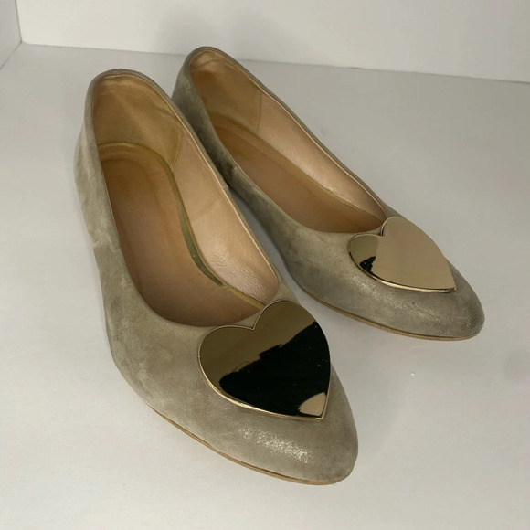 ❤️ Pilar Abril Gold suede shoes size 39 - Picture 1 of 8